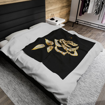 Black and Rose Gold Velvet Plush Blanket and Prestige™ Diamond