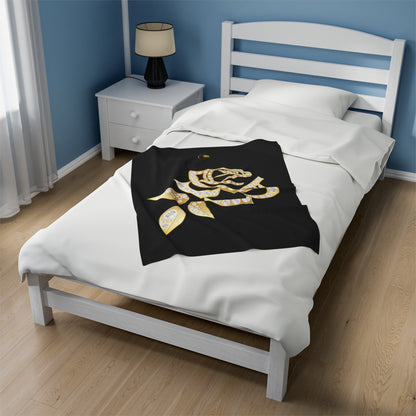 Black and Rose Gold Velvet Plush Blanket and Prestige™ Diamond