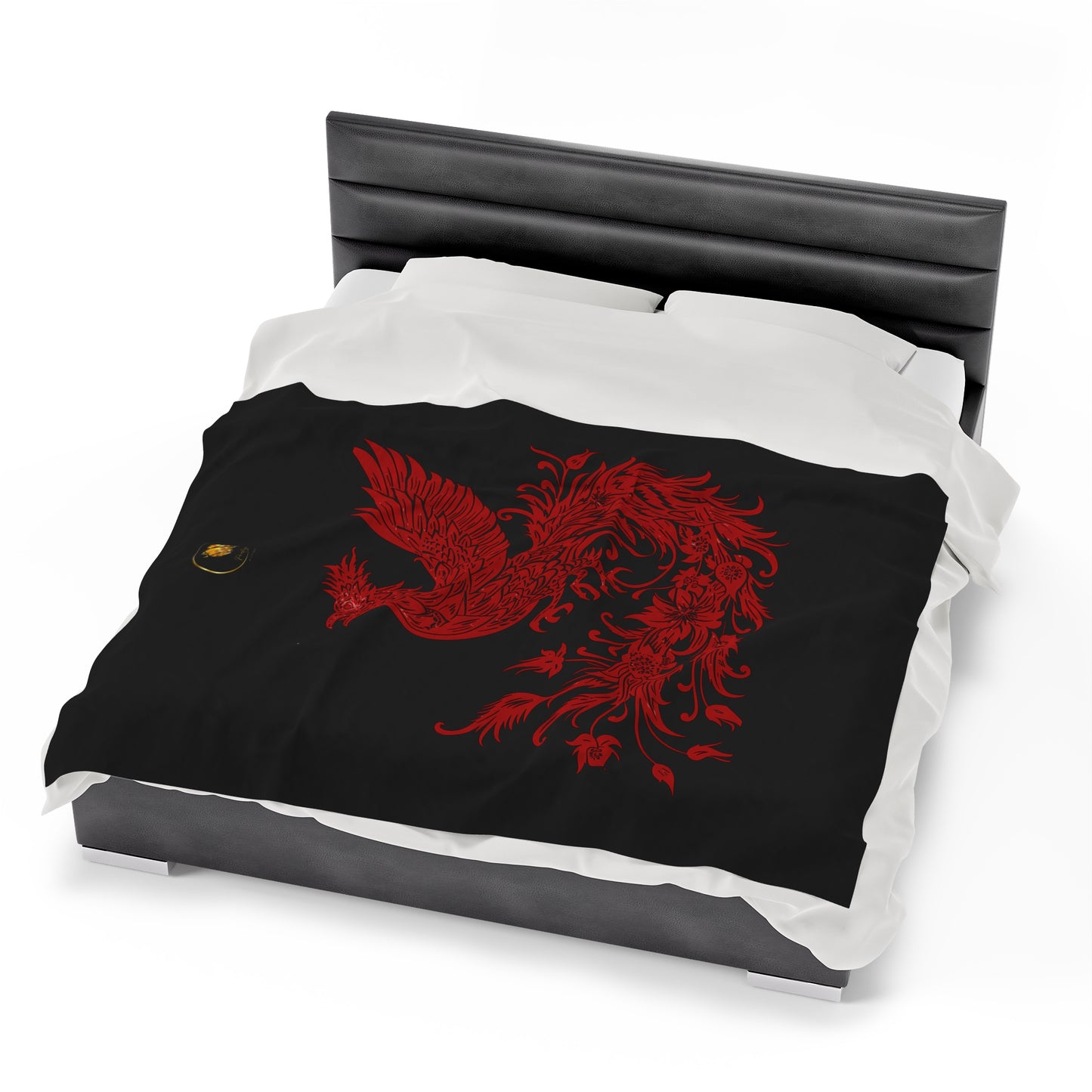 Prestige™ Black and Red Phoenix Velvet Plush Blanket