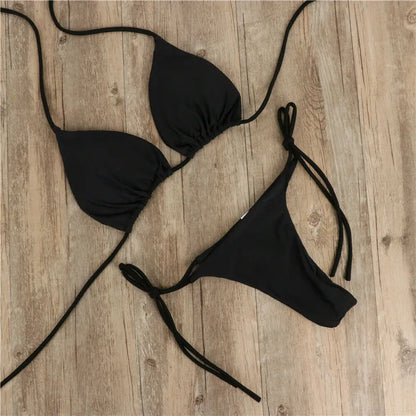 Side Tie Bra Bikini Set