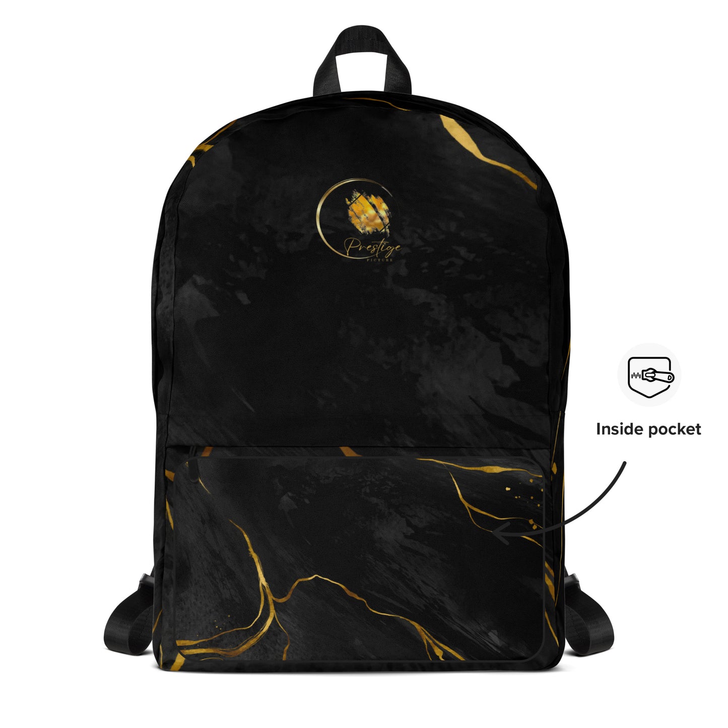 Prestige™ Unisex-Rucksack aus schwarzem und goldenem Marmor