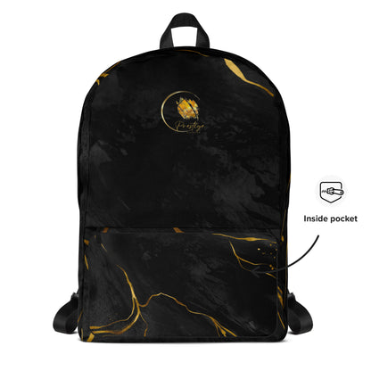 Prestige™ Unisex-Rucksack aus schwarzem und goldenem Marmor