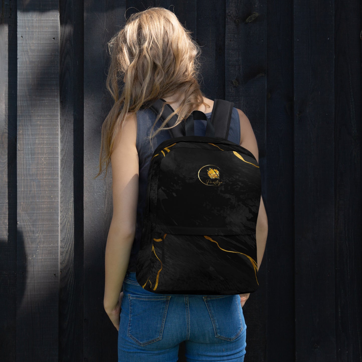 Prestige™ Unisex-Rucksack aus schwarzem und goldenem Marmor