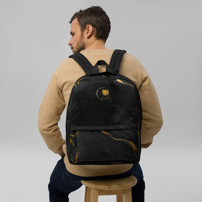 Prestige™ Unisex-Rucksack aus schwarzem und goldenem Marmor