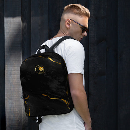 Prestige™ Unisex-Rucksack aus schwarzem und goldenem Marmor