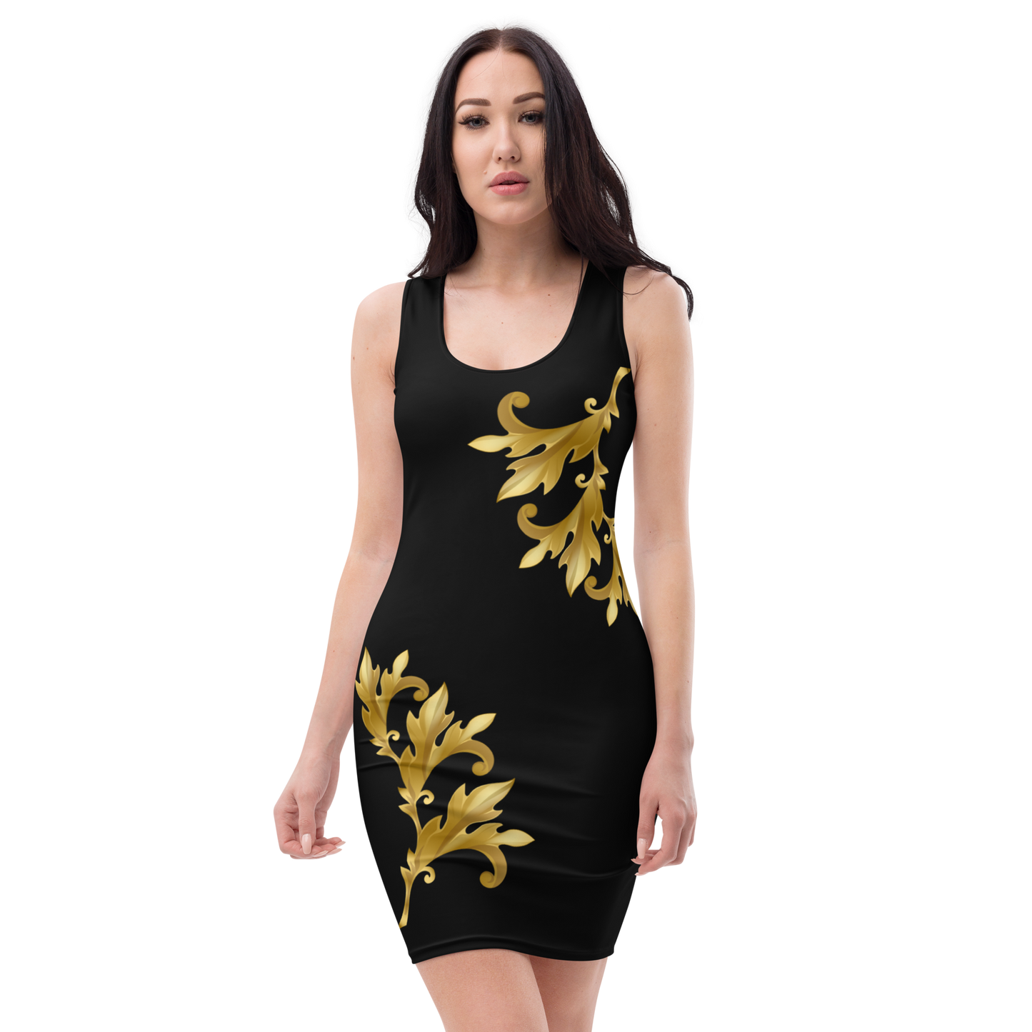 Black & Gold Floral Bikini Dress