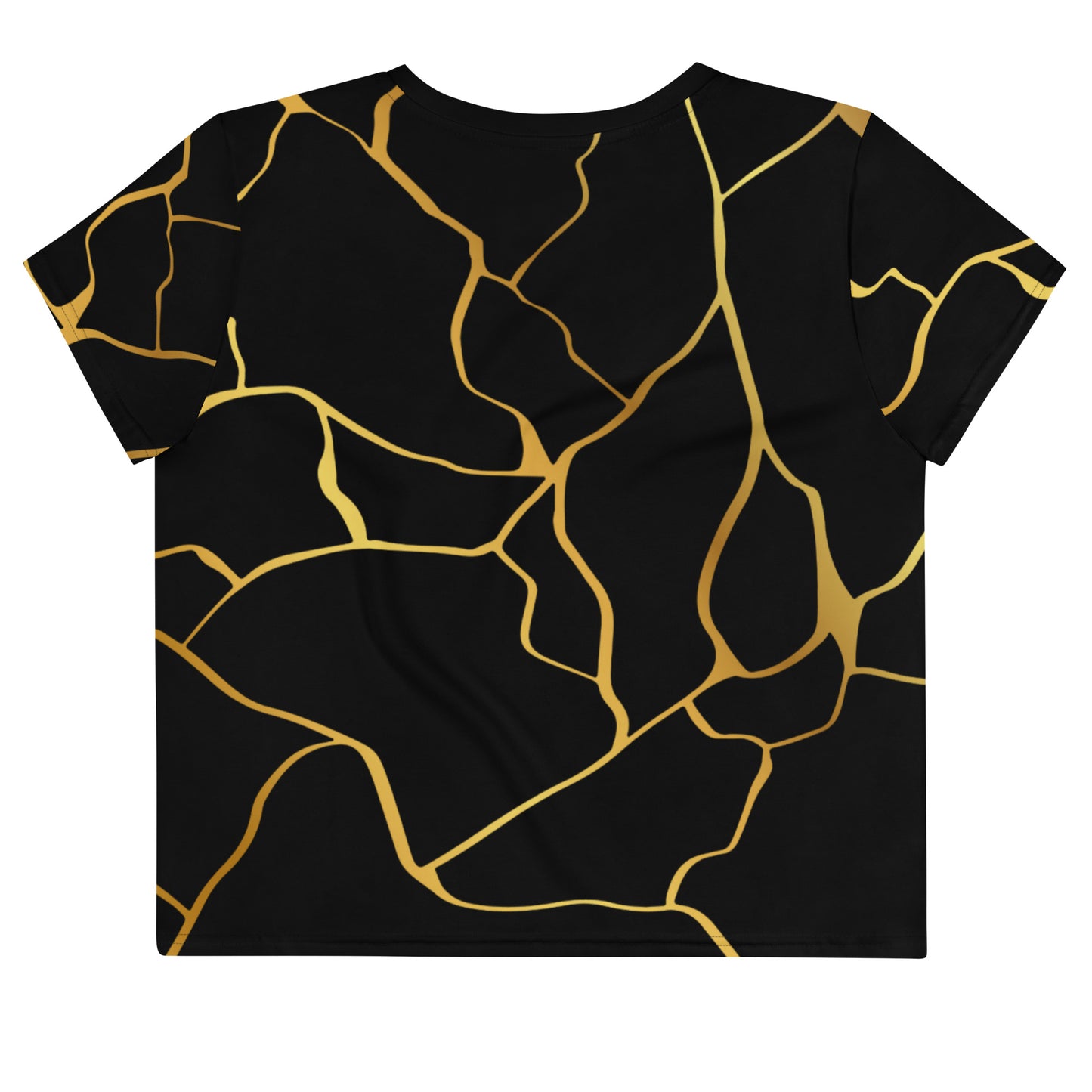 Prestige™ Schwarz-Gold-Filament-Crop-Top-T-Shirt