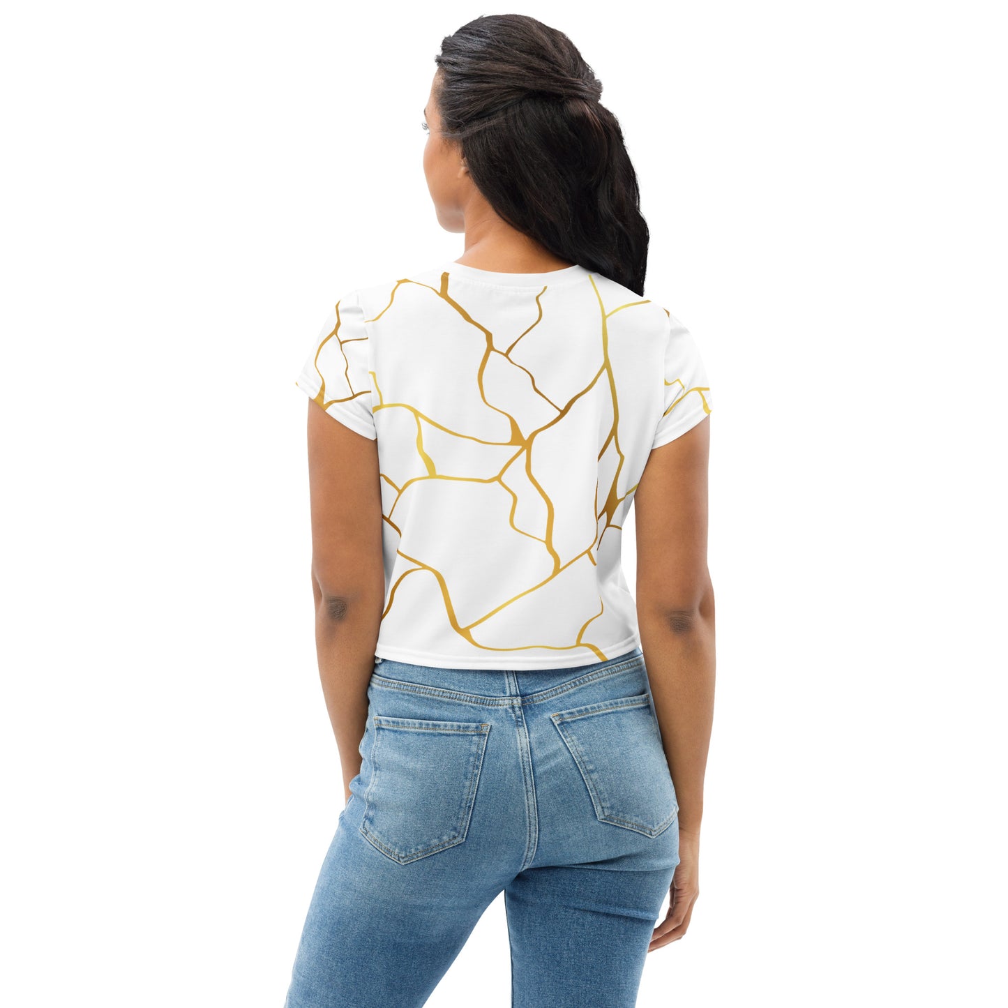 T-shirt Crop-Top Prestige™ Blanc & Or Filament