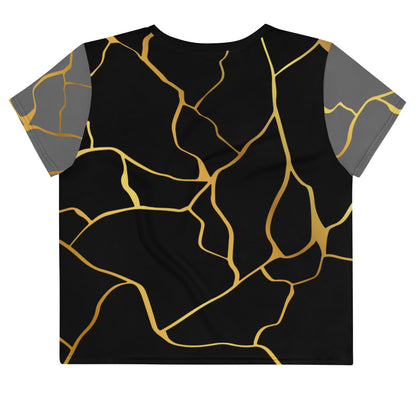 Prestige™ Crop-Top T-shirt Black Silver &amp; Gold Filament