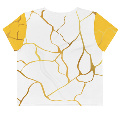 T-shirt Crop-Top Prestige™ Blanc Jaune & Or Filament