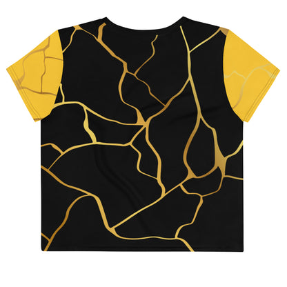 Prestige™ Crop-Top T-shirt Black Yellow &amp; Gold Filament