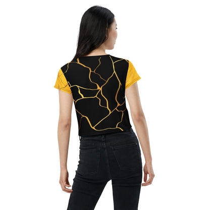 Prestige™ Crop-Top T-shirt Black Yellow &amp; Gold Filament