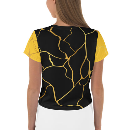 Prestige™ Crop-Top T-shirt Black Yellow &amp; Gold Filament