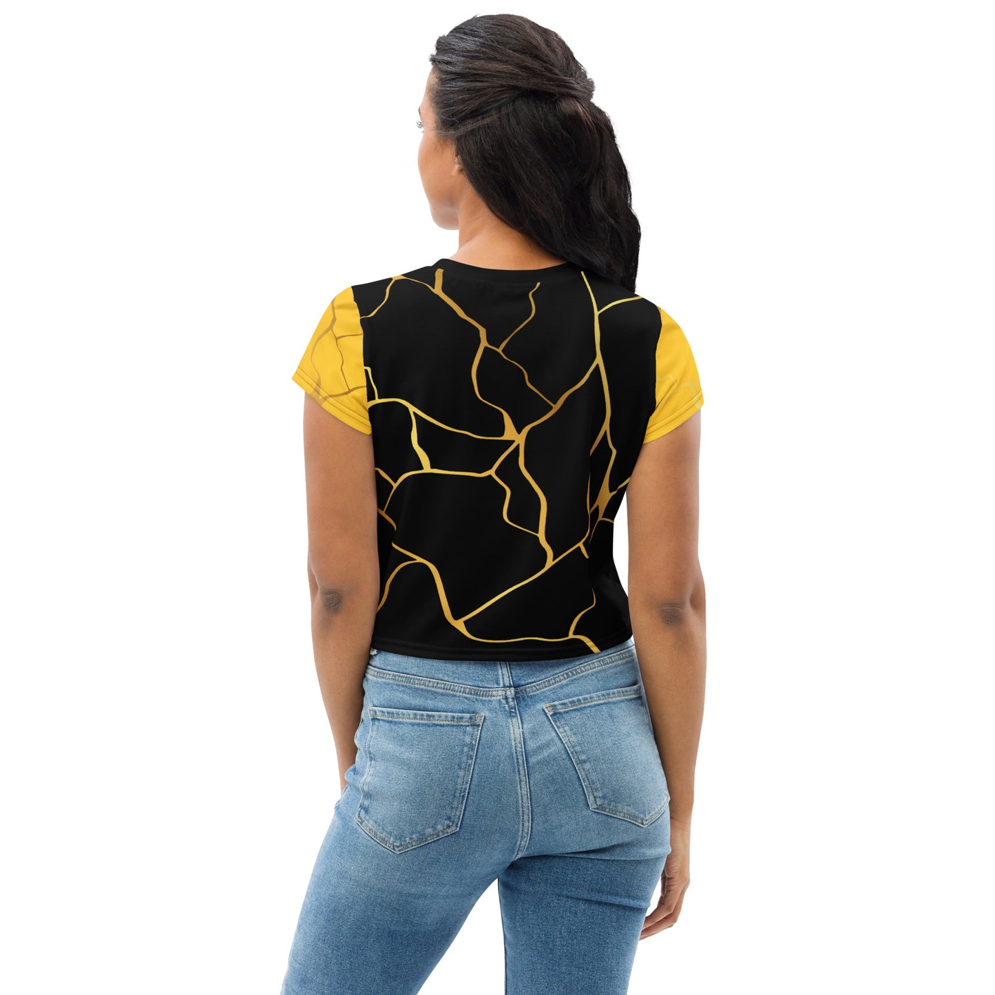 Prestige™ Crop-Top T-shirt Black Yellow &amp; Gold Filament