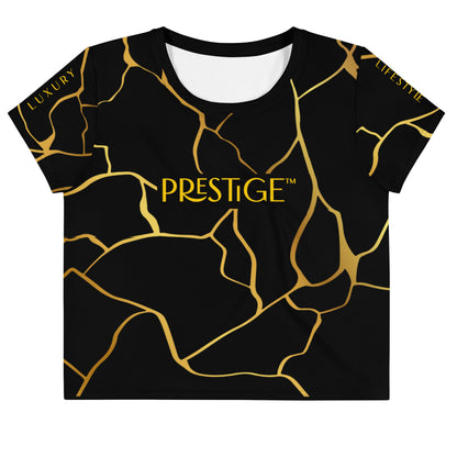 Prestige™ Schwarz-Gold-Filament-Crop-Top-T-Shirt