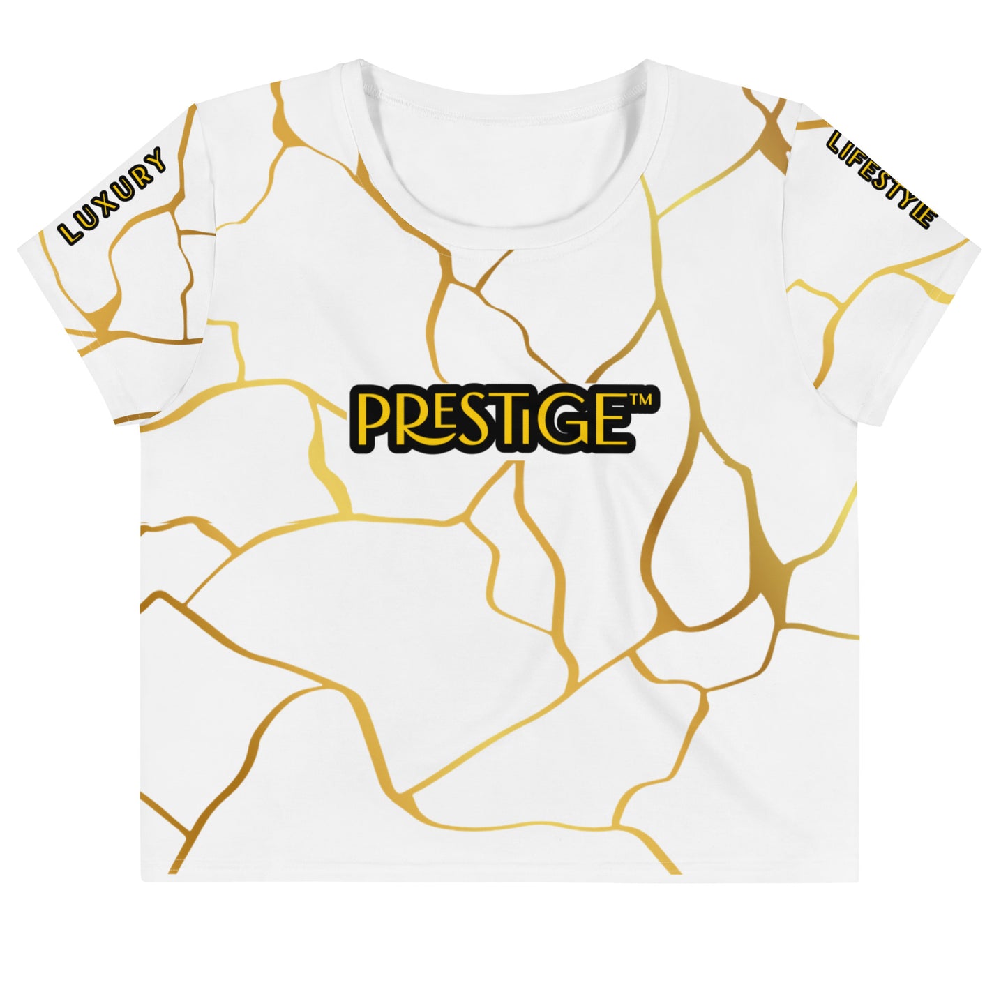 T-shirt Crop-Top Prestige™ Blanc & Or Filament