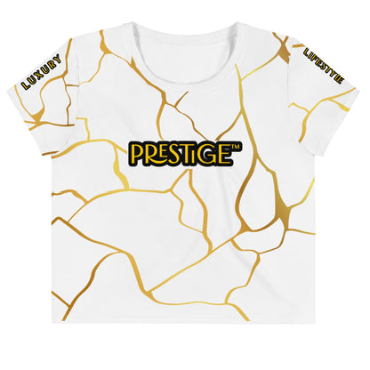 T-shirt Crop-Top Prestige™ Blanc & Or Filament