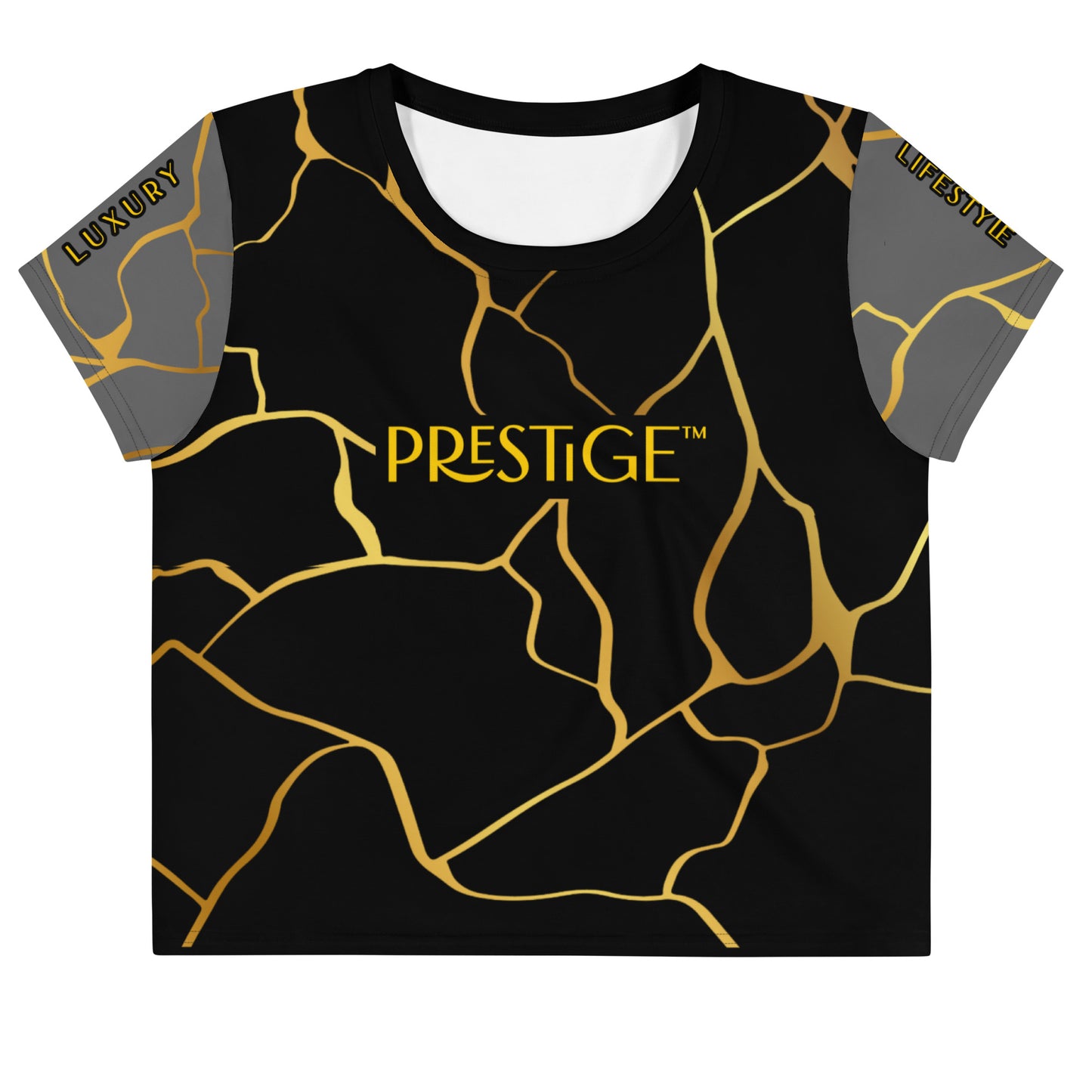 Prestige™ Crop-Top T-shirt Black Silver &amp; Gold Filament