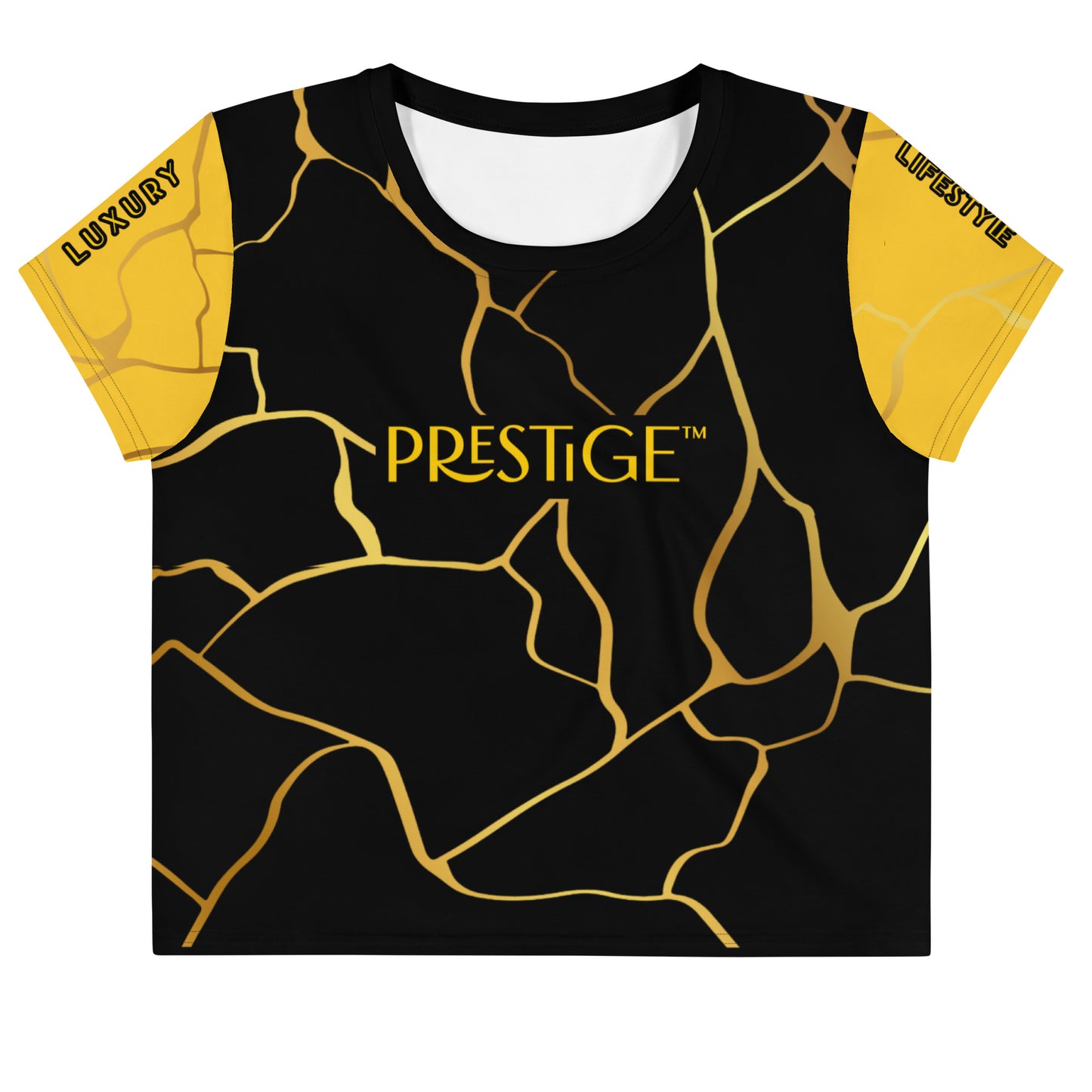 Prestige™ Crop-Top T-shirt Black Yellow &amp; Gold Filament