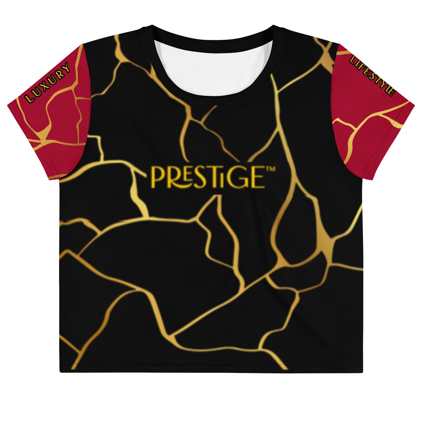 T-shirt Crop-Top Prestige™ Noir Vin & Or Filament