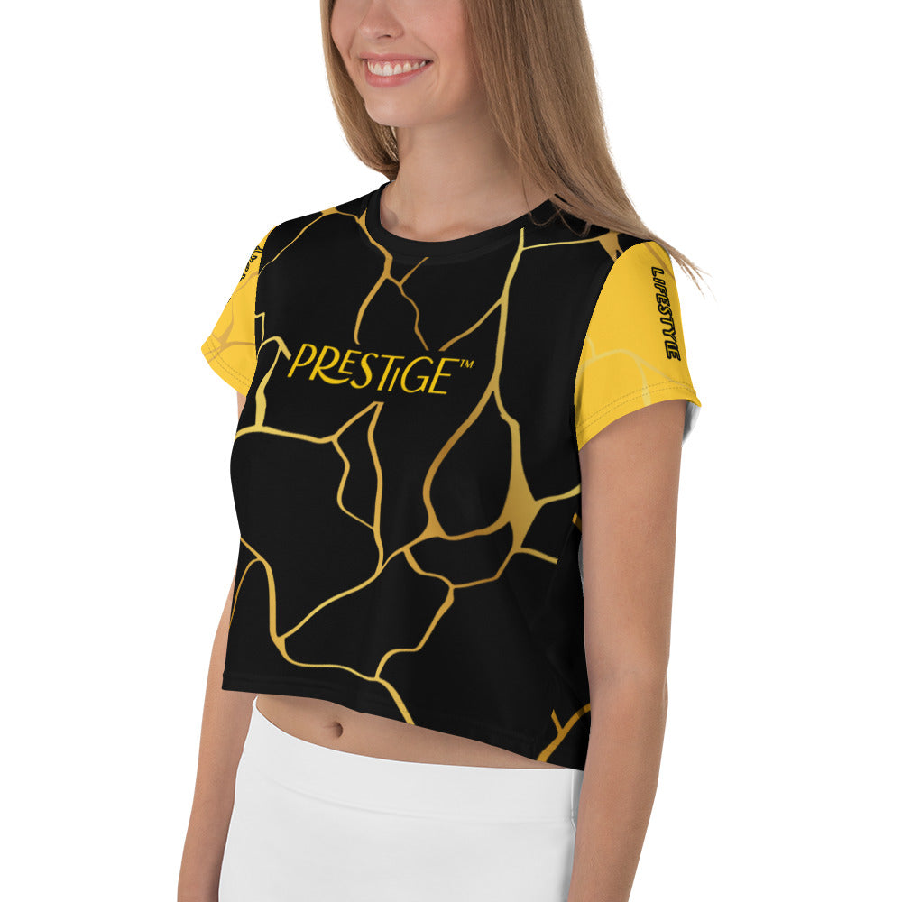 Prestige™ Crop-Top T-shirt Black Yellow &amp; Gold Filament