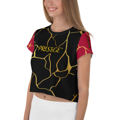 T-shirt Crop-Top Prestige™ Noir Vin & Or Filament