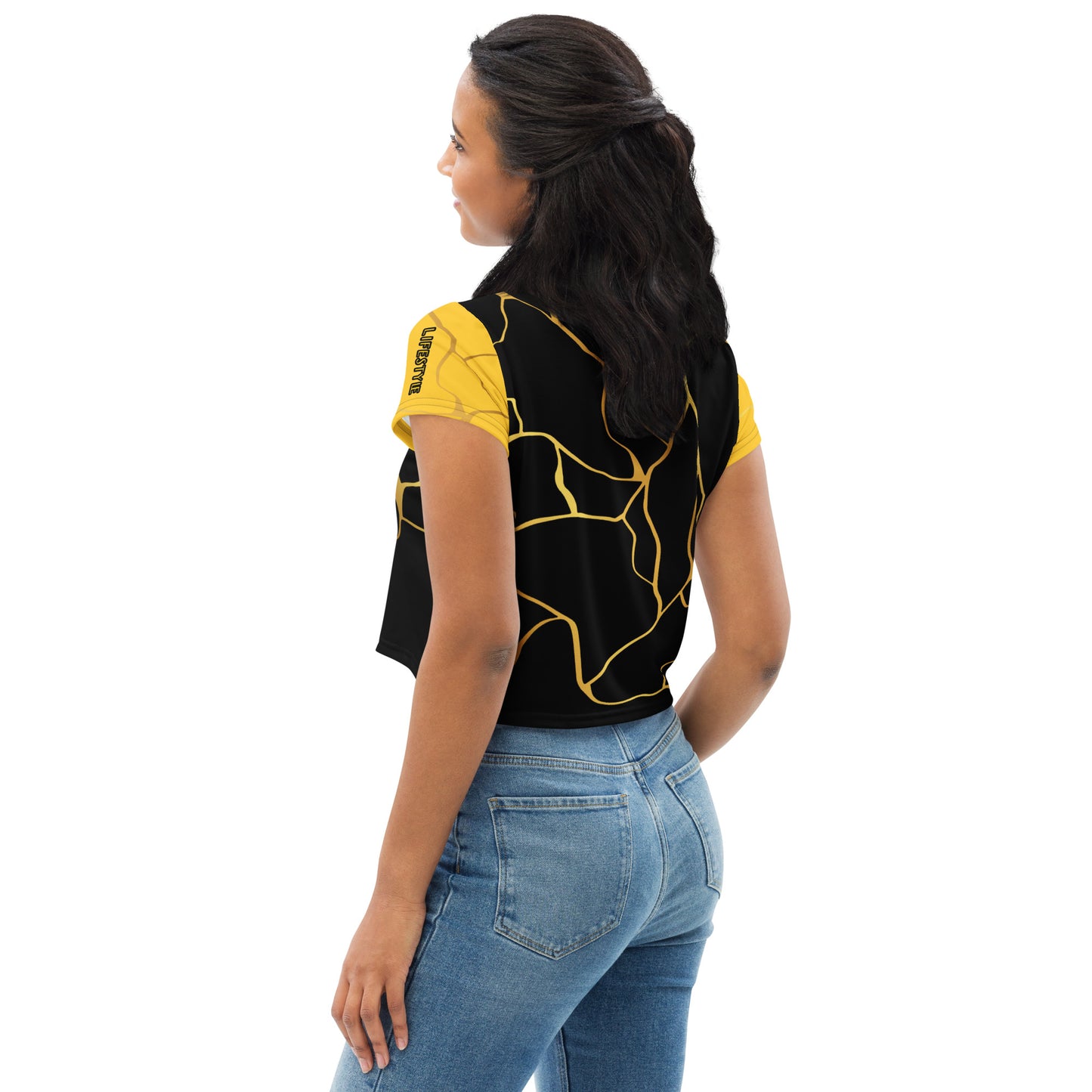 Prestige™ Crop-Top T-shirt Black Yellow &amp; Gold Filament