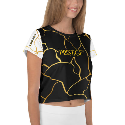 Prestige™ Crop-Top T-Shirt Black White &amp; Gold Filament