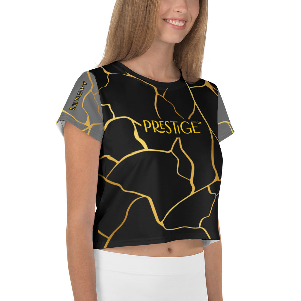 Prestige™ Crop-Top T-shirt Black Silver &amp; Gold Filament