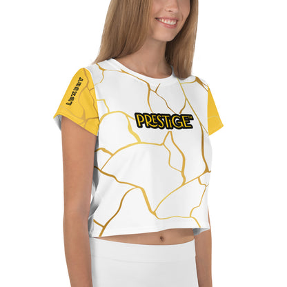 T-shirt Crop-Top Prestige™ Blanc Jaune & Or Filament