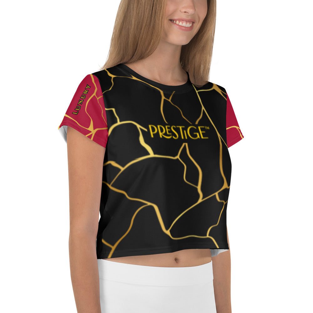 T-shirt Crop-Top Prestige™ Noir Vin & Or Filament