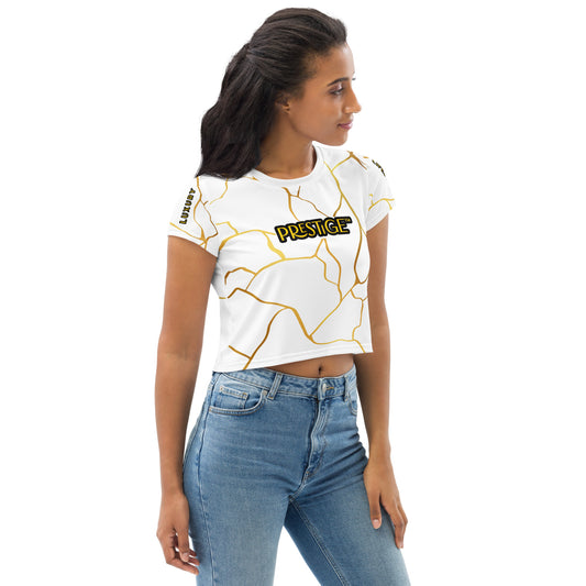 T-shirt Crop-Top Prestige™ Blanc & Or Filament