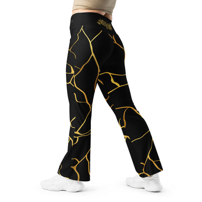 Prestige™ Black and Gold Filament Flared Leggings