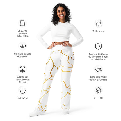 Leggings évasés Prestige™  Blanc et Or Filament