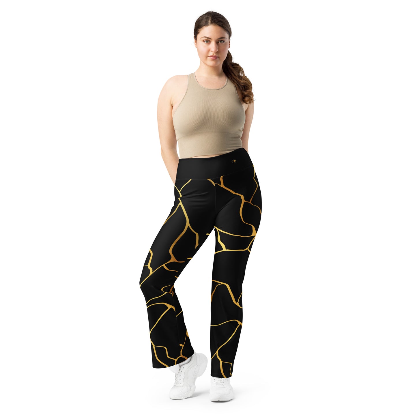 Prestige™ Black and Gold Filament Flared Leggings