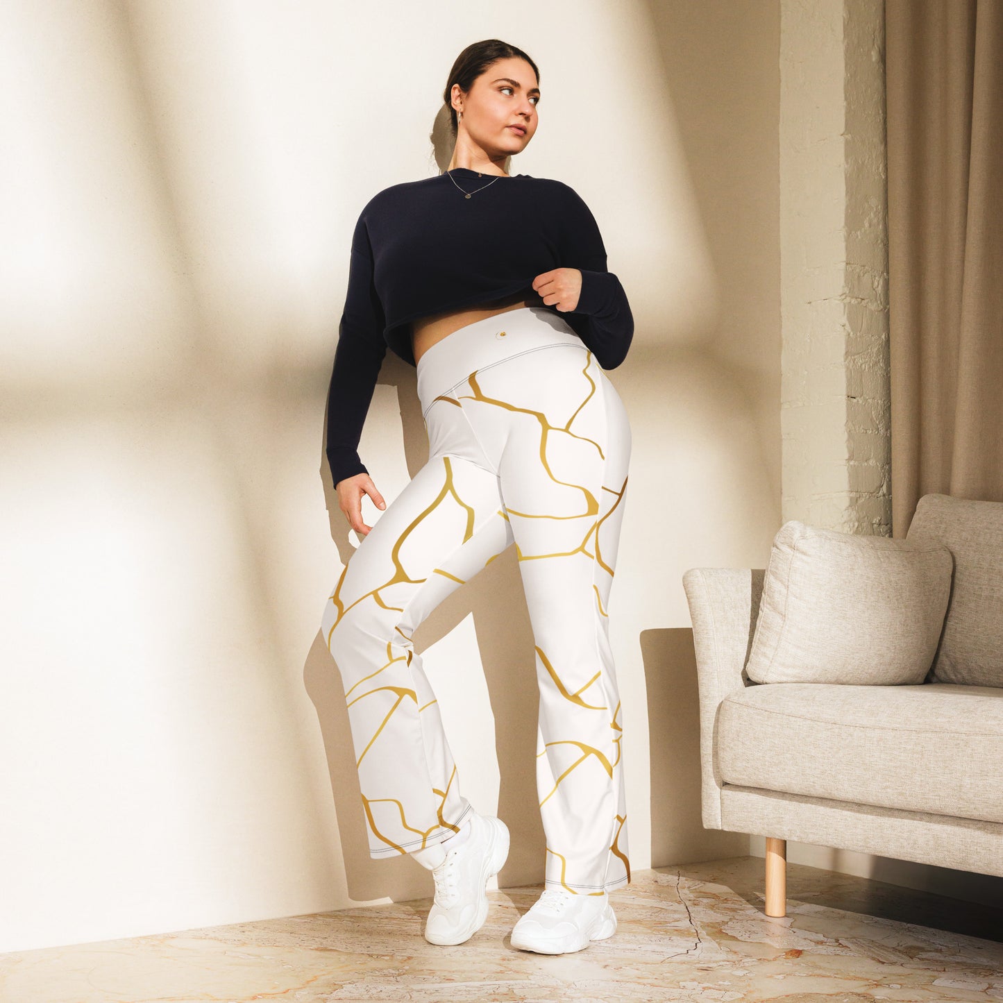 Leggings évasés Prestige™  Blanc et Or Filament