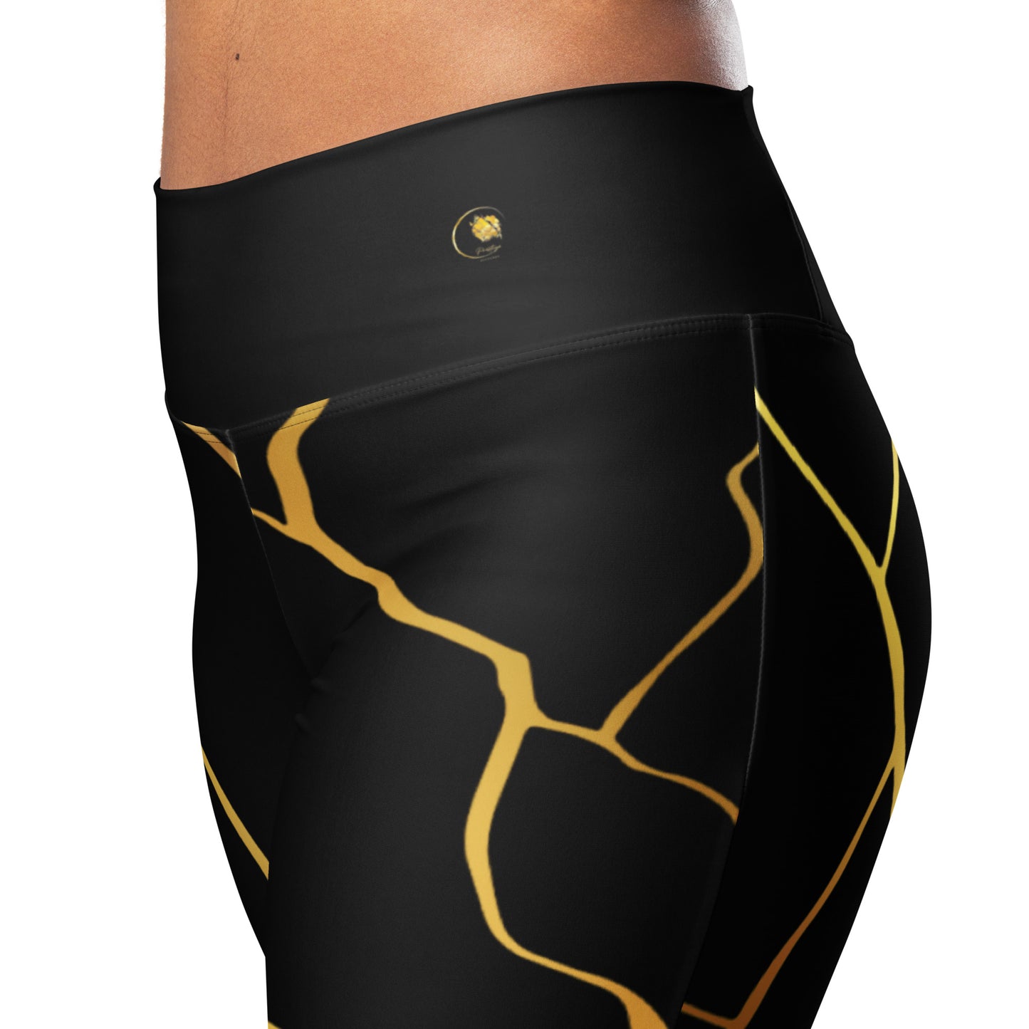 Prestige™ Black and Gold Filament Flared Leggings