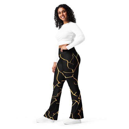 Prestige™ Black and Gold Filament Flared Leggings