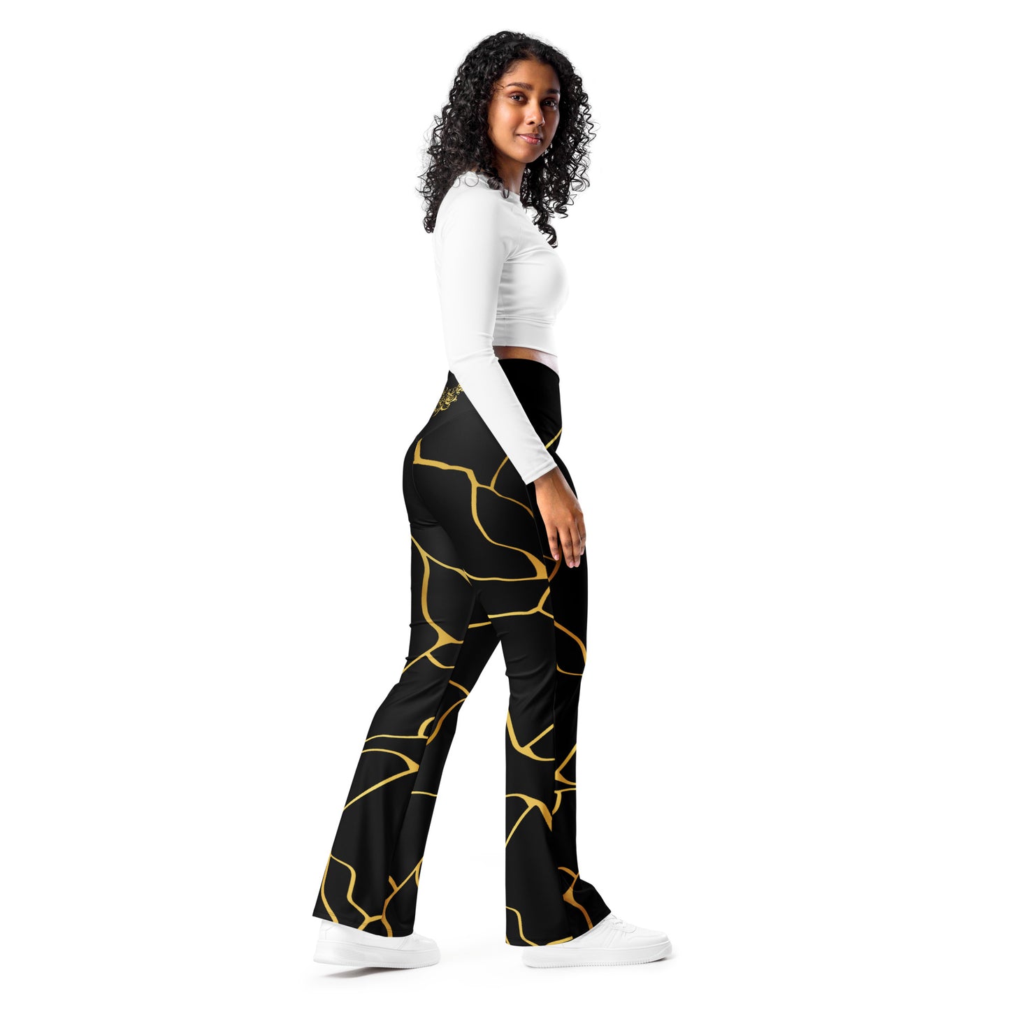 Prestige™ Black and Gold Filament Flared Leggings