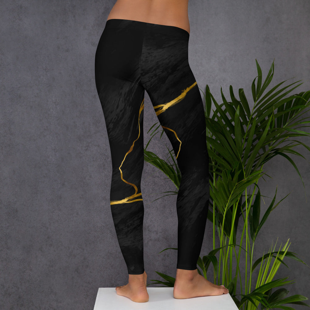 Leggings de Sport Prestige™ Marbre Noir & Or