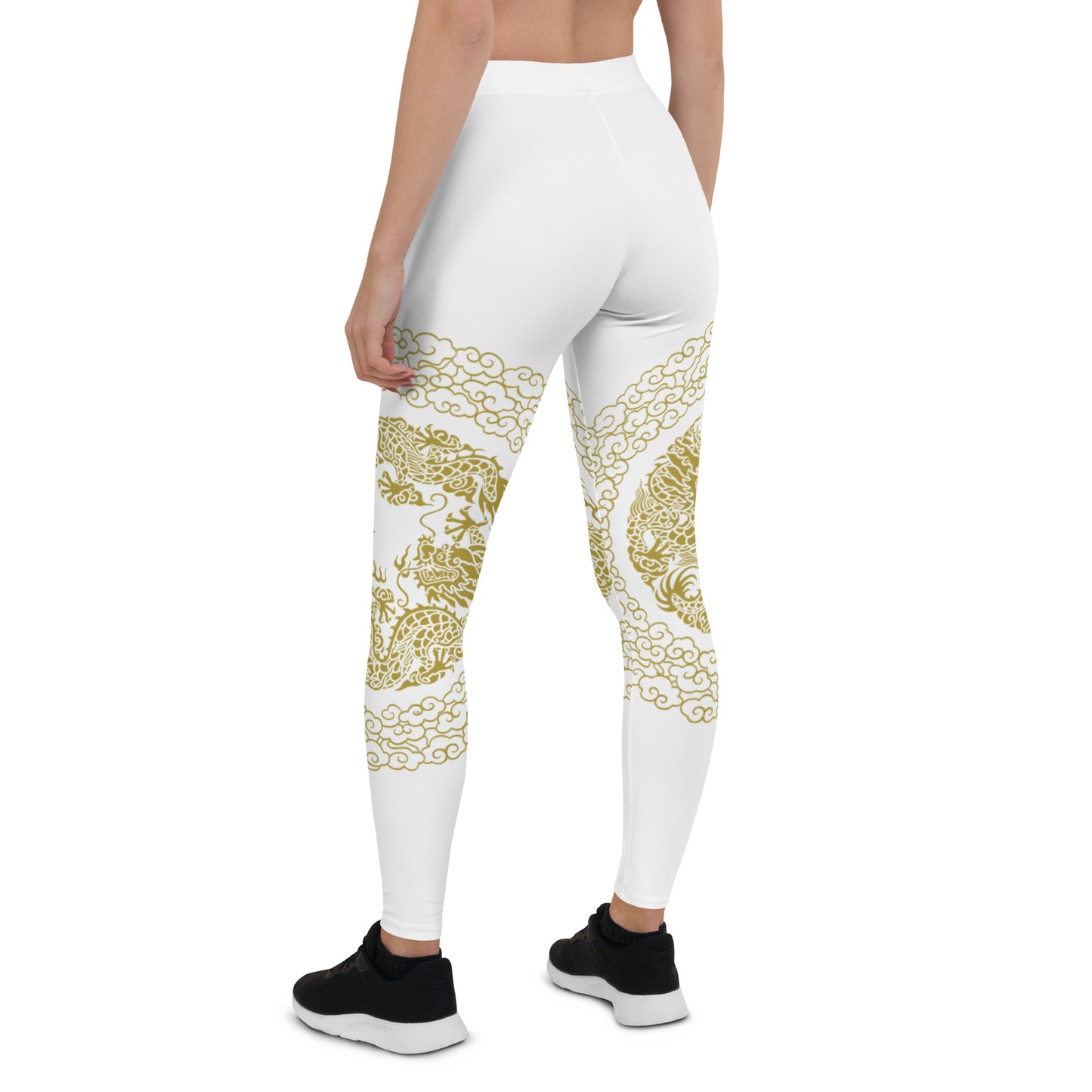 Prestige™ Dragon White & Gold Sports Leggings