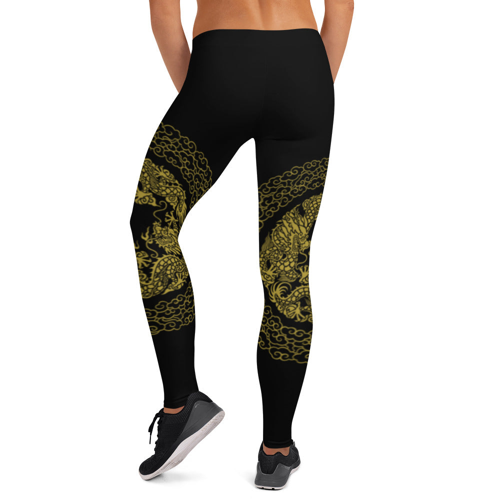 Prestige™ Dragon Sport-Leggings in Schwarz und Gold