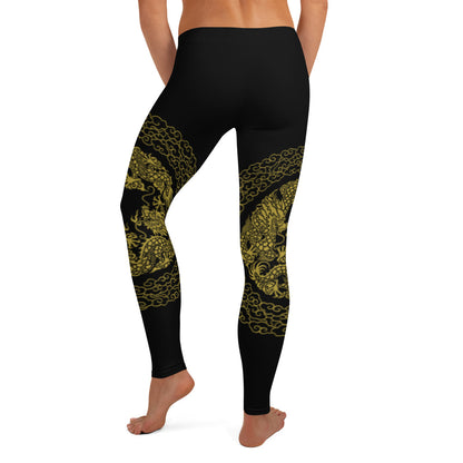 Prestige™ Dragon Sport-Leggings in Schwarz und Gold