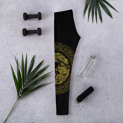 Prestige™ Dragon Sport-Leggings in Schwarz und Gold