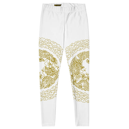 Prestige™ Dragon White & Gold Sports Leggings