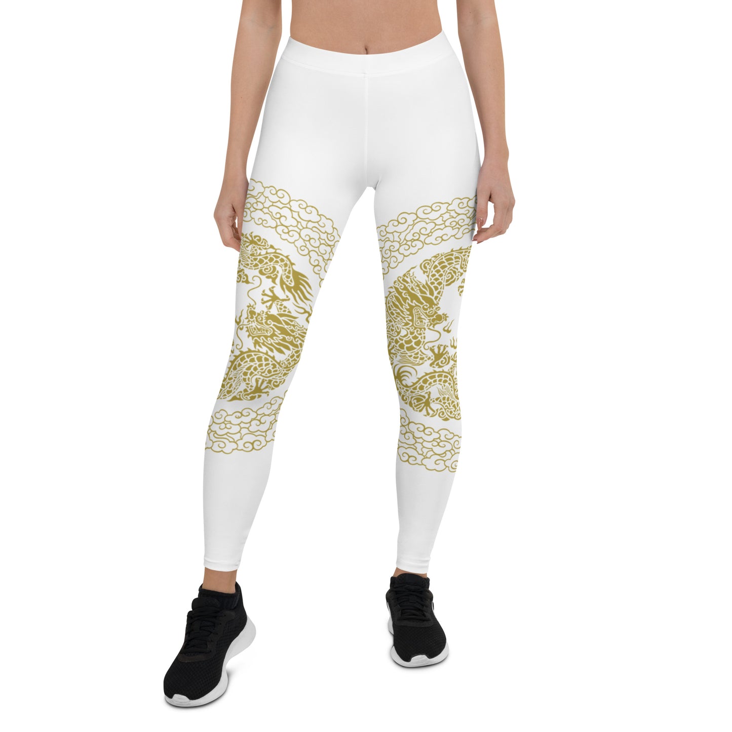 Prestige™ Dragon White & Gold Sports Leggings