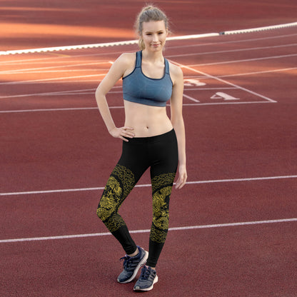 Prestige™ Dragon Sport-Leggings in Schwarz und Gold