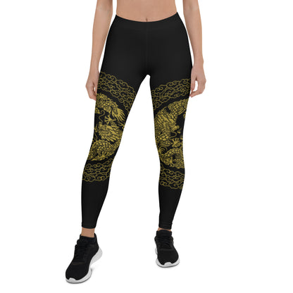 Prestige™ Dragon Sport-Leggings in Schwarz und Gold