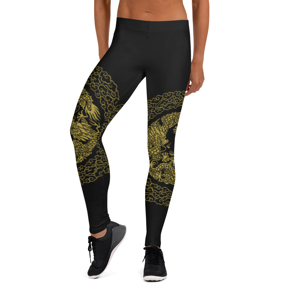 Prestige™ Dragon Sport-Leggings in Schwarz und Gold