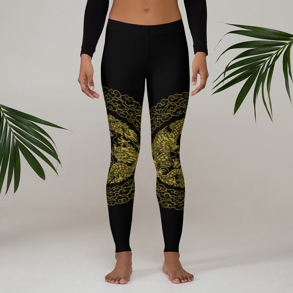 Prestige™ Dragon Sport-Leggings in Schwarz und Gold